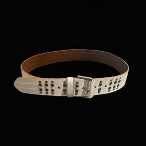 Frye white leather studded belt size medium sample new as is